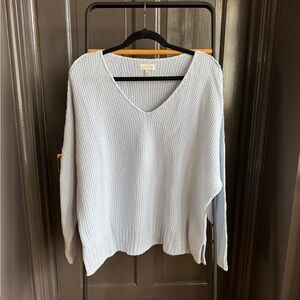 Women's Light Blue V-Neck Sweater